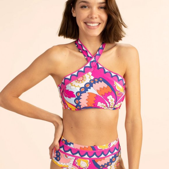 Trina Turk Sevilla High Neck Halter Bikini Top - Picture 2 of 13
